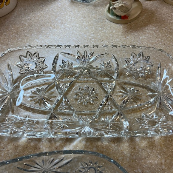 Vintage Clear Cut Glass Star of David Serving Dishes - Picture 2 of 8
